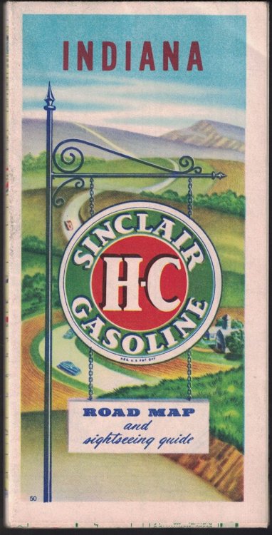 H-C Sinclair Gasoline, Indiana Road Map and Sightseeing Guide