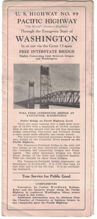 U. S. Highway No. 99 Pacific Highaway 