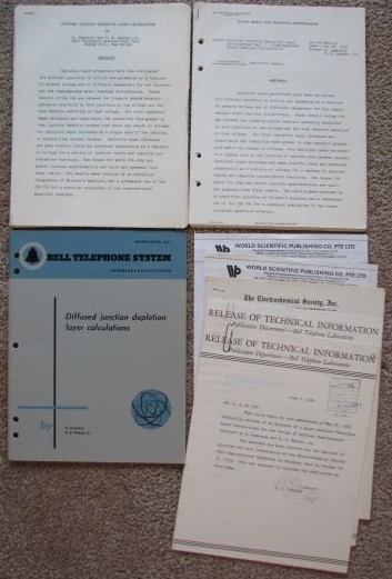 Diffused Junction Depletion Layer Calculations [1959 Bell Telephone Laboratories document] [includes 3 version of the document, along with letters related its publication]