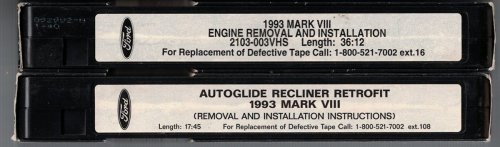 [Lot of 2] 1993 Lincoln Mark VIII Service/Repair Tapes: 1) Engine Removal and Installation; and 2) Autoglide Recliner Retrofit (Removal and Installation Instructions) [VHS]