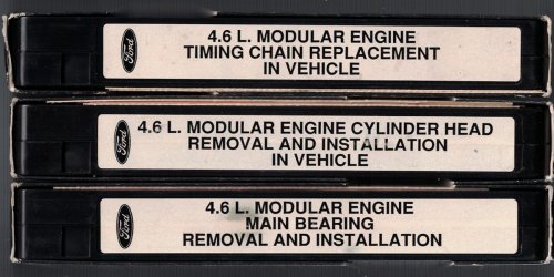 [Lot of 3] Ford 4.6L Modular Engine Service/Repair Tapes: 1) Timing Chain Replacement in Vehicle; 2) Cylinder Head Removal and Installation in Vehicle; and 3) Main Bearing Removal and Installation [1991] [VHS]