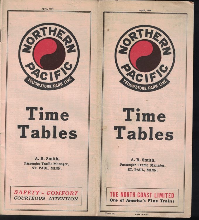 Northern Pacific Yellowstone Park Line Time Tables [Railway Timetables]