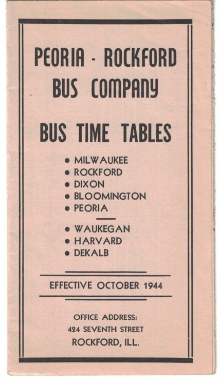 Peoria - Rockford Bus Company: Bus Time Tables [1944]