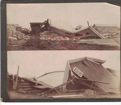 Vintage Photograph of Barn Destroyed by Tornado [near Rome, Wisconsin, circa 1900]