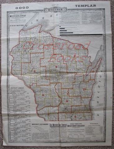 Good Templar Map of Wisconsin [circa 1891]