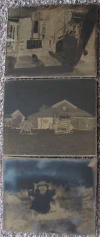[Lot of 3] Glass Plate Negatives [farm machinery, goat, treadmill, infants]