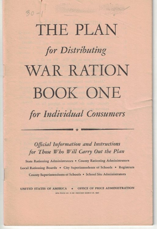 The Plan for Distributing War Ration Book One, for Individual Consumers