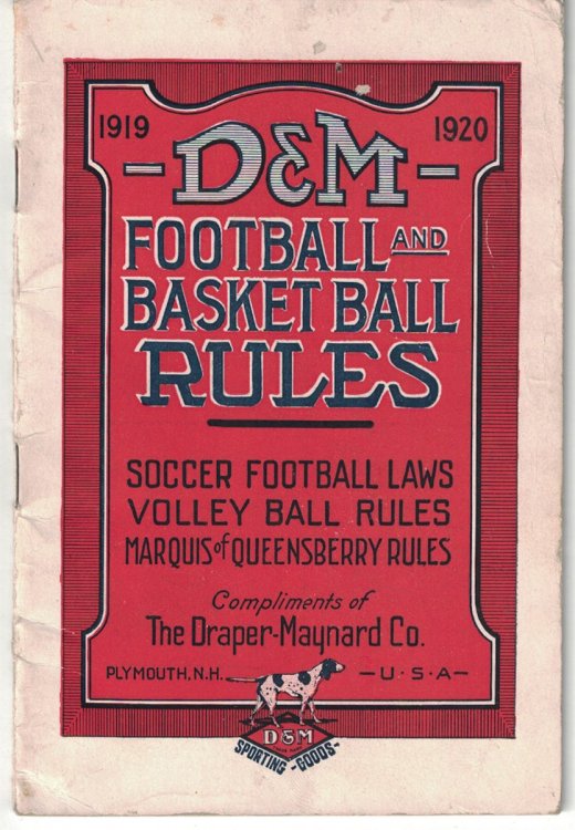1919 - 1920 D&M Football and Basket Ball Rules; [and] Soccer Football Laws, Volley Ball Rules, Marguis of Queensberry Rules