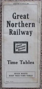 Great Northern Railway Time Tables Corrected to July 10, 1920