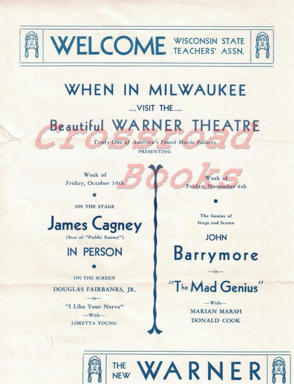 Warner Theatre, Milwaukee, Wisconsin advertising mailer [Warner Bros. Theatres] [circa 1931]