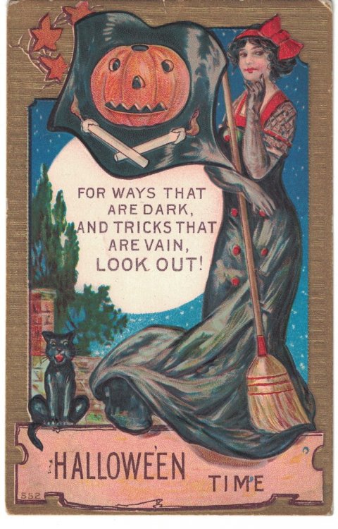 Vintage Embossed Halloween Time Postcard [1912]