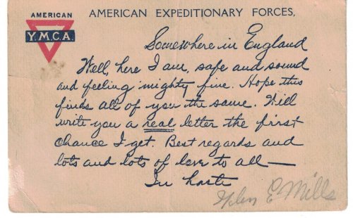 Postcard: American Expeditionary Forces / YMCA [circa 1918]