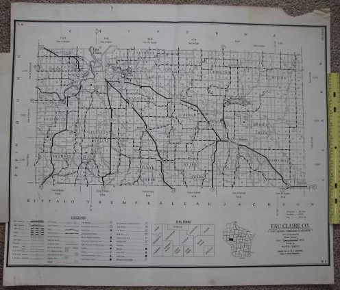 Eau Claire County, State Highway Commission of Wisconsin Map [1958]
