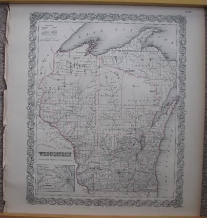 Vintage 1855 Wisconsin map [Colton]