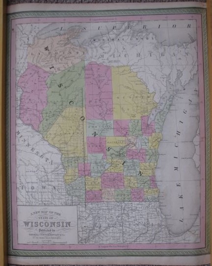 Vintage (1850) A New Map of the State of Wisconsin [cowperthwait]