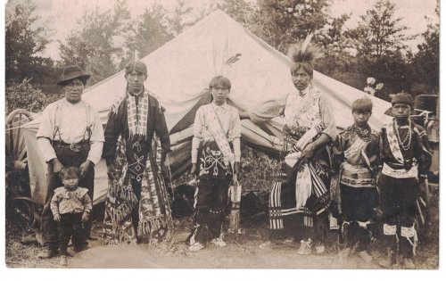 Postcard / RPPC: a group of Native Americans - likely west-central Wisconsin [1908]