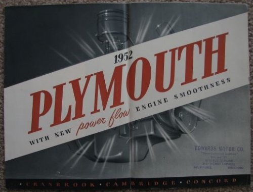 1952 Plymouth: With New power flow Engine Smoothness [Dealer Sales Brochure]