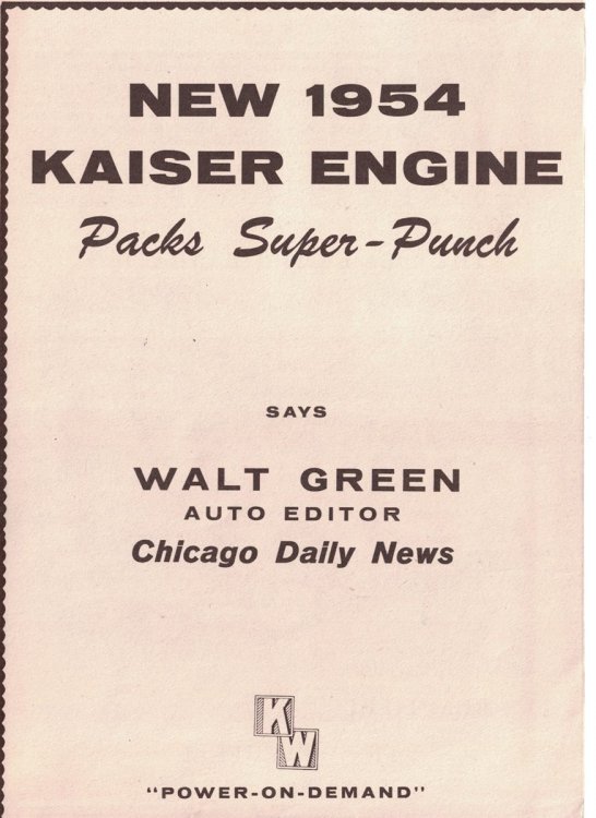 New 1954 Kaiser Engine