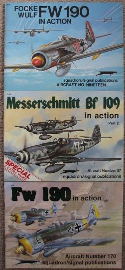 [Lot of 3] Squadron/Signal Aircraft Publications: Includes 1) #19 - Focke Wulf FW 190 in Action; 2) #57 - Messerschmitt Bf 109 in Action, Part 2; 3) #170 - FW 190A, F, and G in Action
