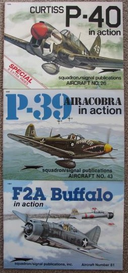 [Lot of 3] Squadron/Signal Aircraft Publications: Includes 1) #26 - Curtiss P-40 in Action; 2) #43 - P-39 Airacobra in Action; 3) #81 - F2A Buffalo in Action