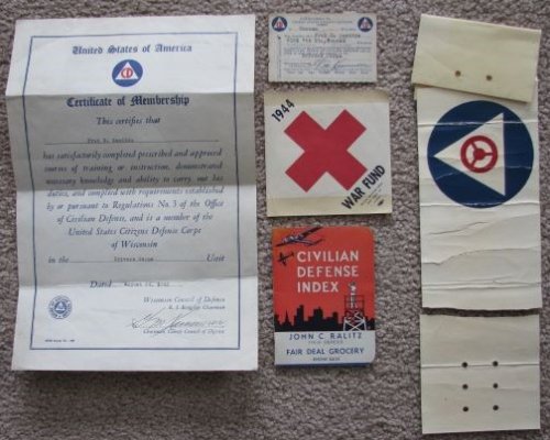 Lot of World War 2 Era Civil Defense Ephemera [Wausau, Wisconsin] [World War II; WW2]