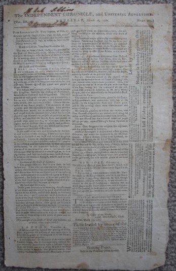 The Independent Chronicle, and Universal Advertiser: Vol. XII, Numb. 603, Thursday, March 16, 1780 [vintage Boston newspaper]
