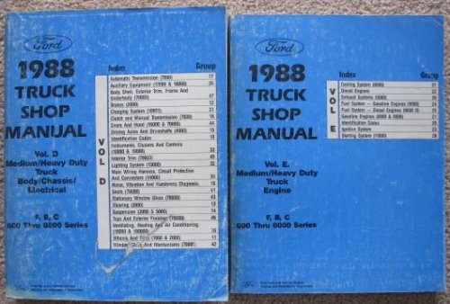 1988 Ford F, B, C 600 Thru 8000 Medium / Heavy Duty Truck Shop Manual, 2 Volume Set (Includes Vol. D 