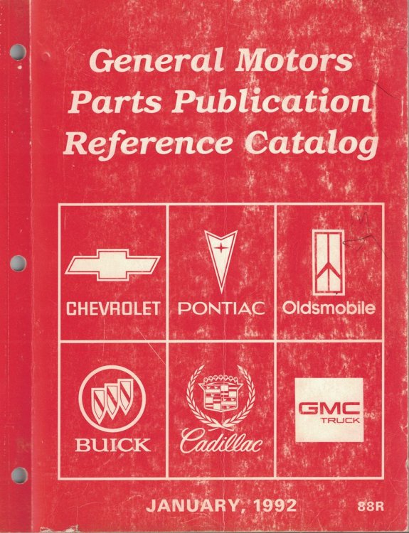 General Motors Parts Publication Reference Catalog [January, 1992]