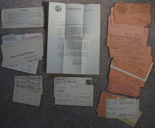 [Lot of] Wisconsin Automobile Licensing Documents, 1916 - 1927