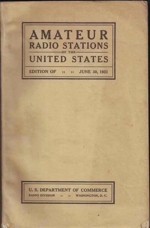 Amateur Radio Stations of the United States: Edition of June 30, 1931