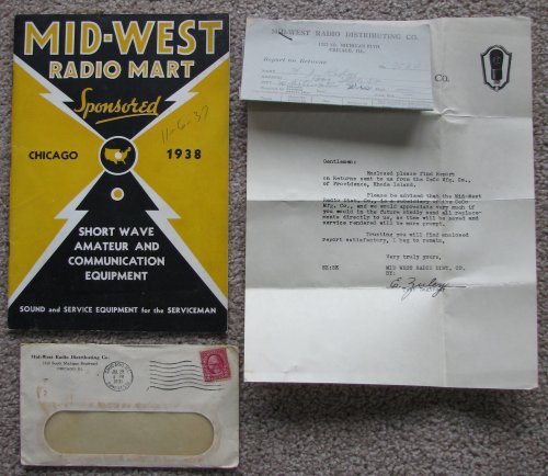 1938 Mid-West Radio Mart [Catalog]; plus a letter from the company