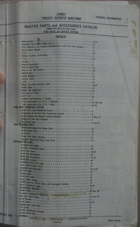 1980 Ford Truck Series 600/900 Master Parts and Accessories Catalog [Loose Leaf]