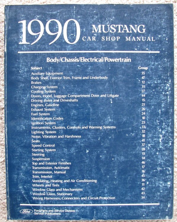 1990 Ford Mustang Car Shop Manual: Body/Chassis/Electrical Powertrain