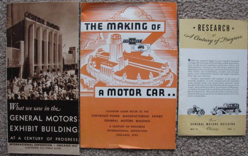 A lot of 3 items of ephemera issued by General Motors at the 1933 Chicago World's Fair