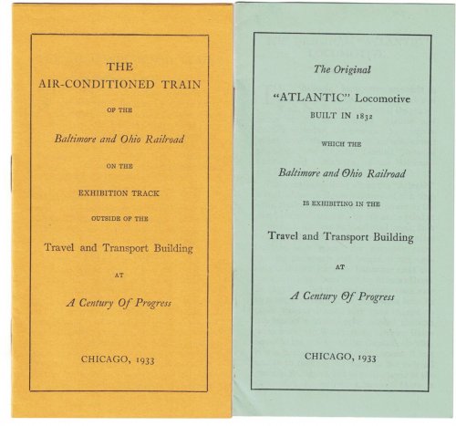 A lot of 2 items of ephemera issued by The Baltimore and Ohio Railroad at the 1933 Chicago World's Fair [