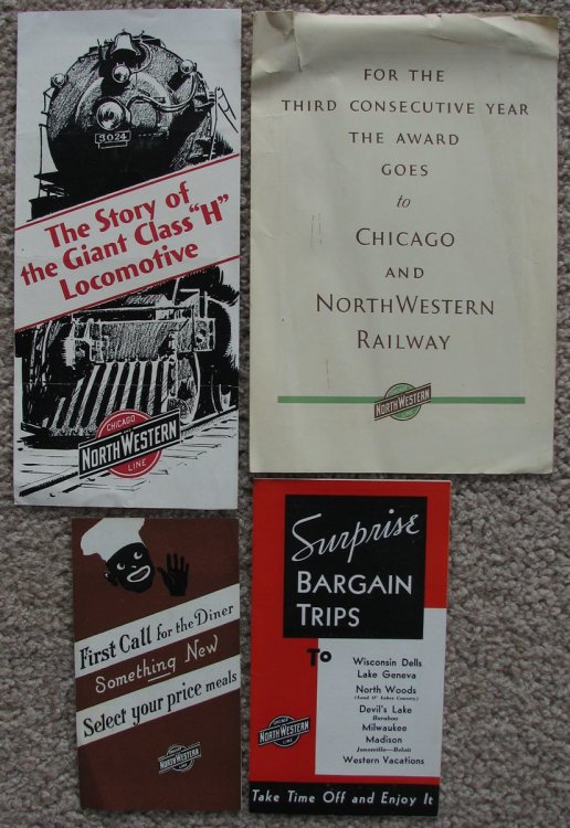 A lot of 4 items of ephemera issued by the Chicago and North Western railroad line [1933 Chicago World's Fair]