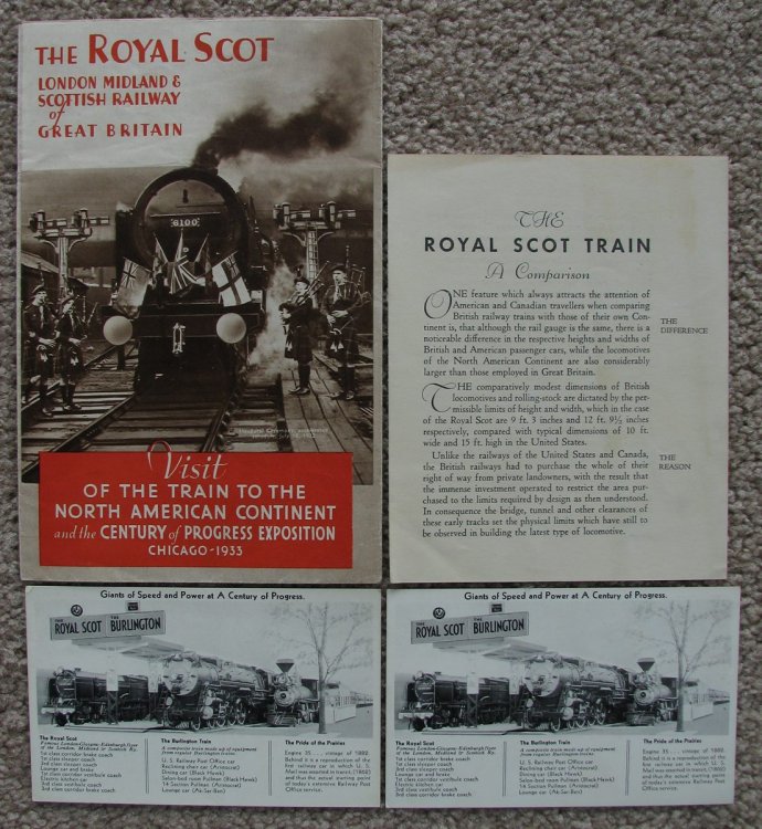 A small lot of items of ephemera related to The Royal Scot Train - issued at the 1933 Chicago World's Fair
