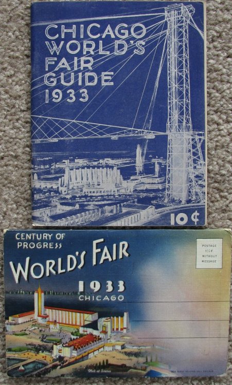 A lot of 2 items of ephemera related to the 1933 Chicago World's Fair [Guide and Postcard Folder]