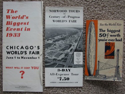 A lot of 3 items of ephemera related to travel to the 1933 Chicago World's Fair