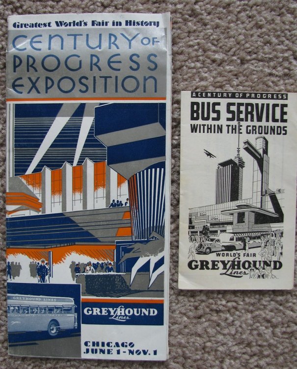 A lot of 2 items of ephemera related to Greyhound bus Lines and the 1933 Chicago World's Fair