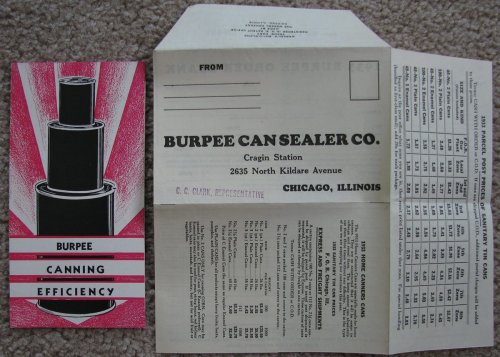 A lot of two items of ephemera for the Burpee Can Sealer Co. - acquired at the 1933 Chicago World's Fair