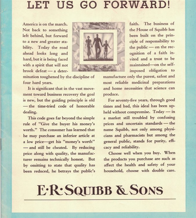 Let Us Go Forward!: E. R. Squibb & Sons [brochure acquired at the 1933 Chicago World's Fair] [ephemera]