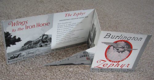 Burlington Zephyr First Diesel Streamline Train [Railroad brochure] [acquired at the 1933-34 Chicago World's Fair]