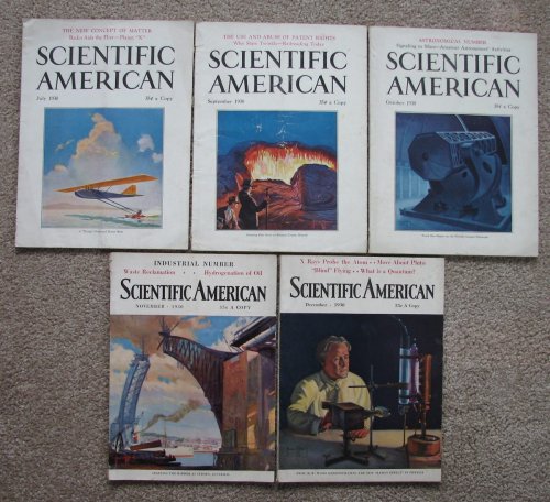 Scientific American magazine, 1930 [5 issues of Volume 141; includes the July, September, October, November, and December issues - Missing the August issue]