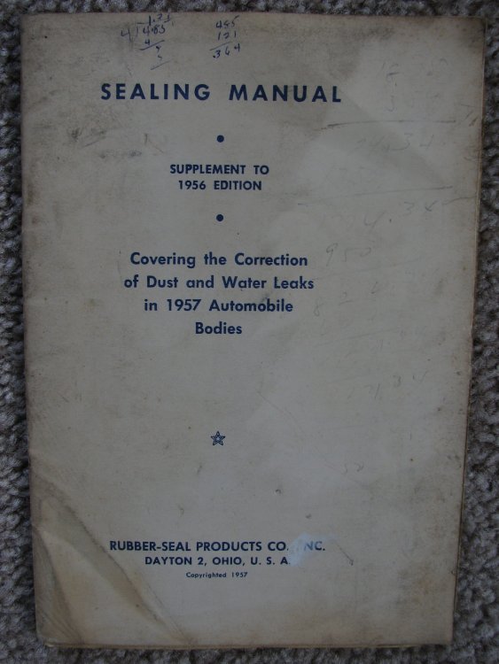 Sealing Manual: Covering the Correction of Dust and Water Leakes in 1957 Automobile Bodies [Supplement to 1956 Edition]