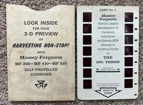 Massey Ferguson MF 300 - MF 410 - MF 510 Self-Propelled Combines [3-D Preview, Tru-Vue Company view card]