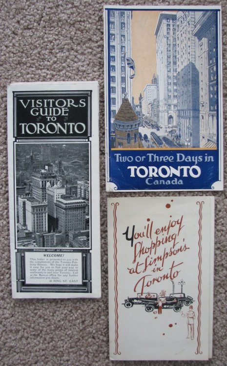 Lot of 3 Items of ephemera related to tourism in Toronto, Canada [circa 1920's]