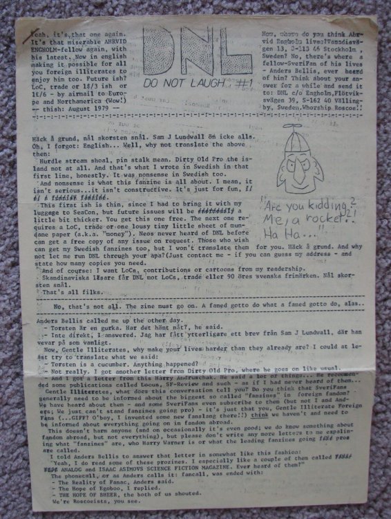 DNL (Do Not Laugh), #1 [August, 1979 fanzine]