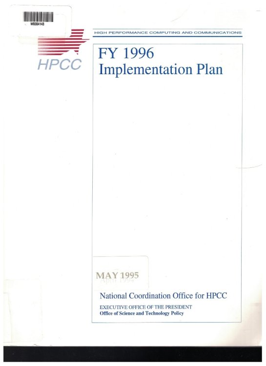HPCC FY 1996 Implementation Plan [High Performance Computing and Communications]