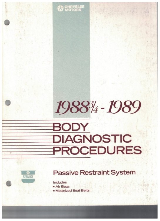 1988-3/4 - 1989 Body Diagnostic Procedures: Passive Restraint System, Includes Air Bags / Motorized Seat Belts [Chrysler]